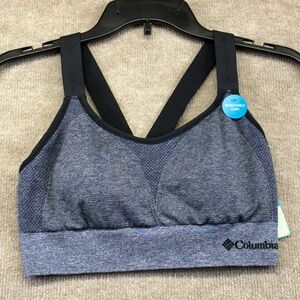 NWT Columbia women's gray and black heathered sports bra.  Size Large